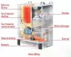 Chaudière gaz murale à  eau chaude sanitaire accumulée intégrée