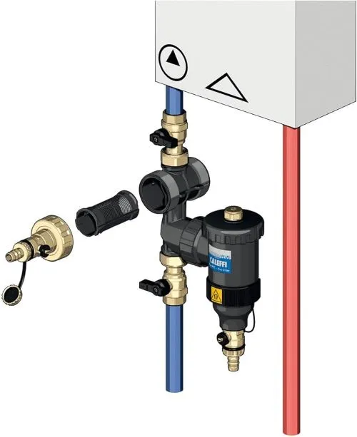 Positionnement du pot à boue : sur le retour vers le générateur