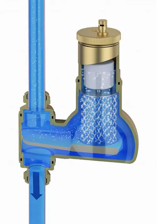 Séparateur d'air vertical chauffage - climatisation en coupe