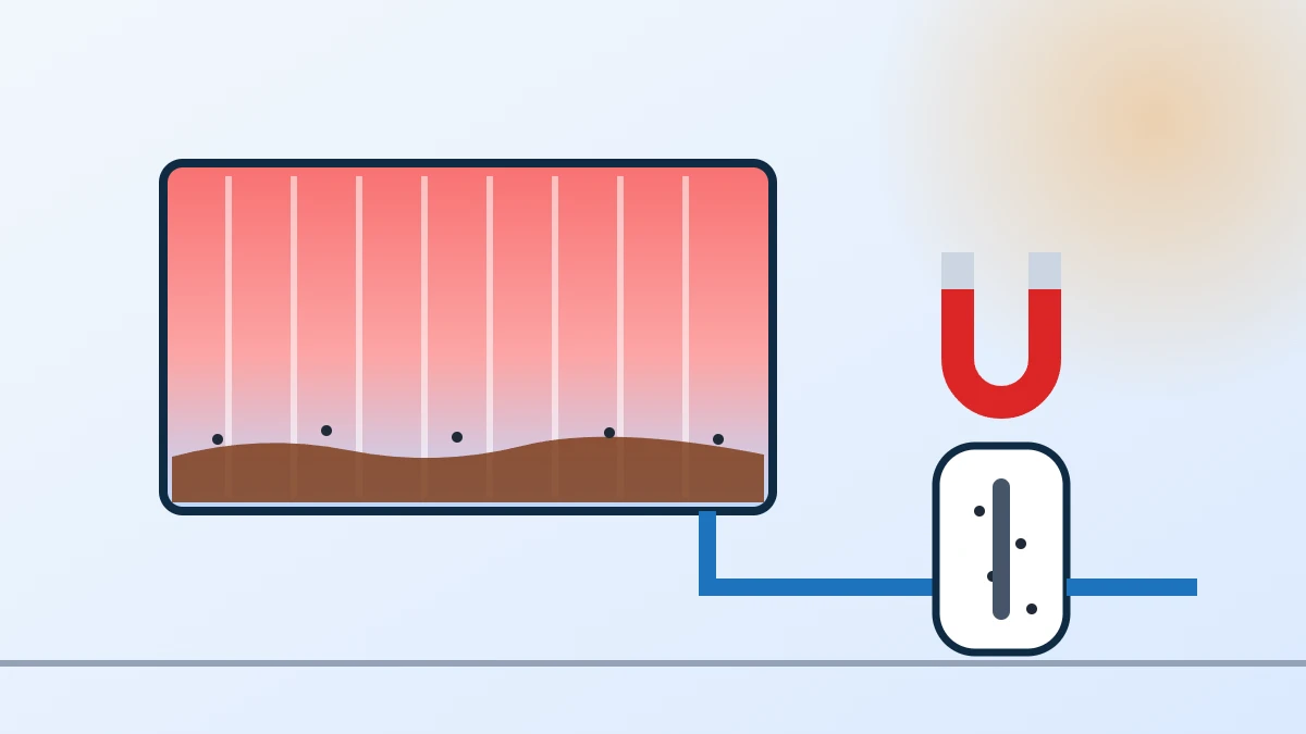 Radiateur emboué, froid en bas, et filtre magnétique qui retient les boues
